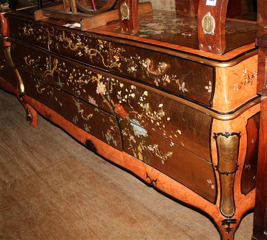 Pair of large  painted bombe shaped 9 drawer commodes